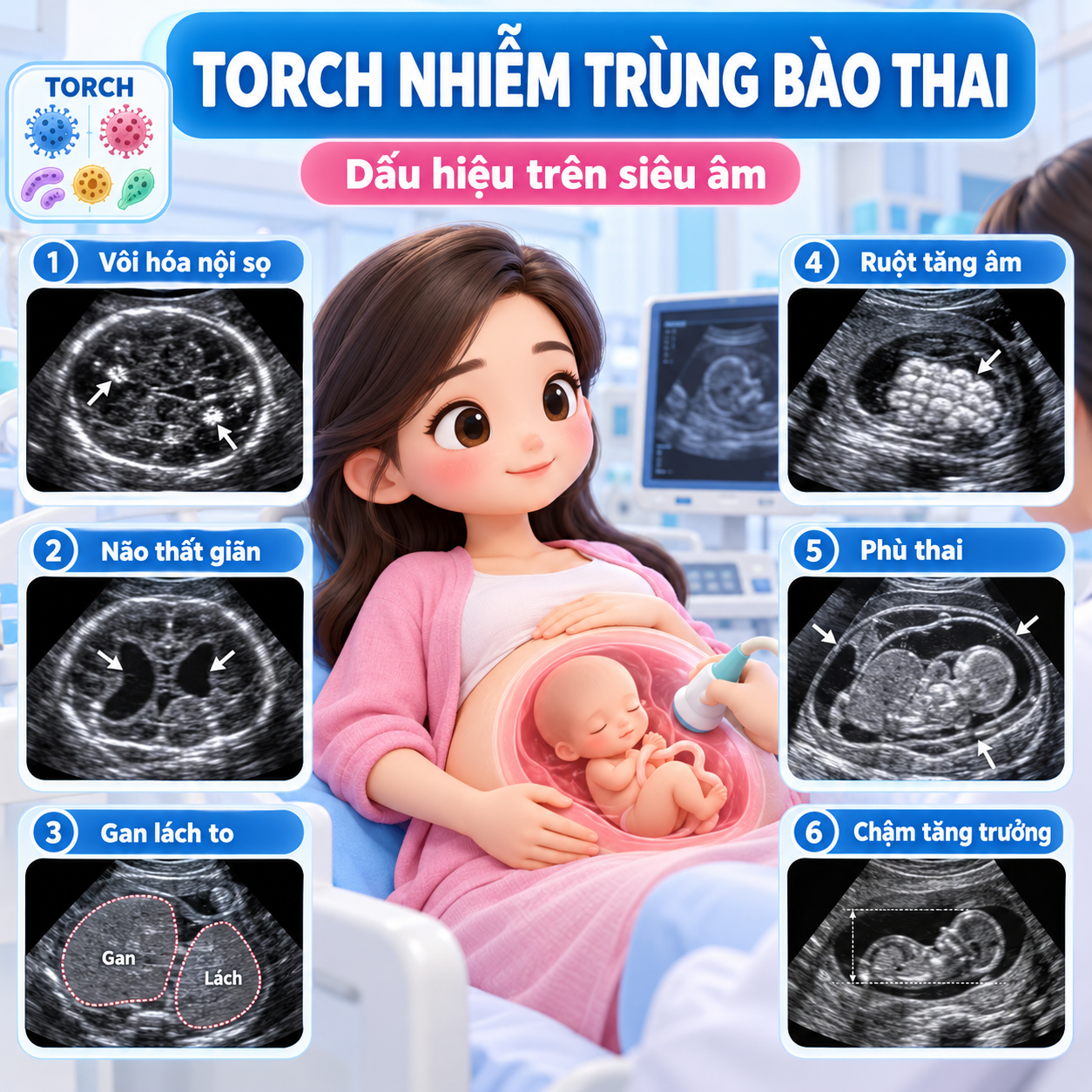 TORCH – Nhiễm trùng bào thai: Dấu hiệu trên siêu âm và các bước cần làm