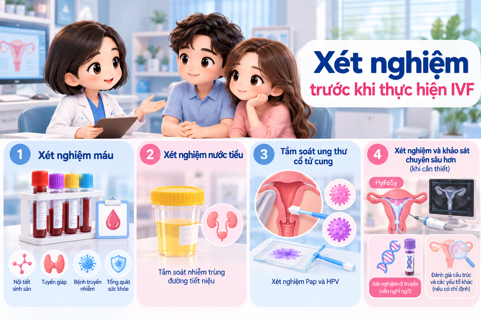 Các xét nghiệm cần làm trước khi thực hiện IVF
