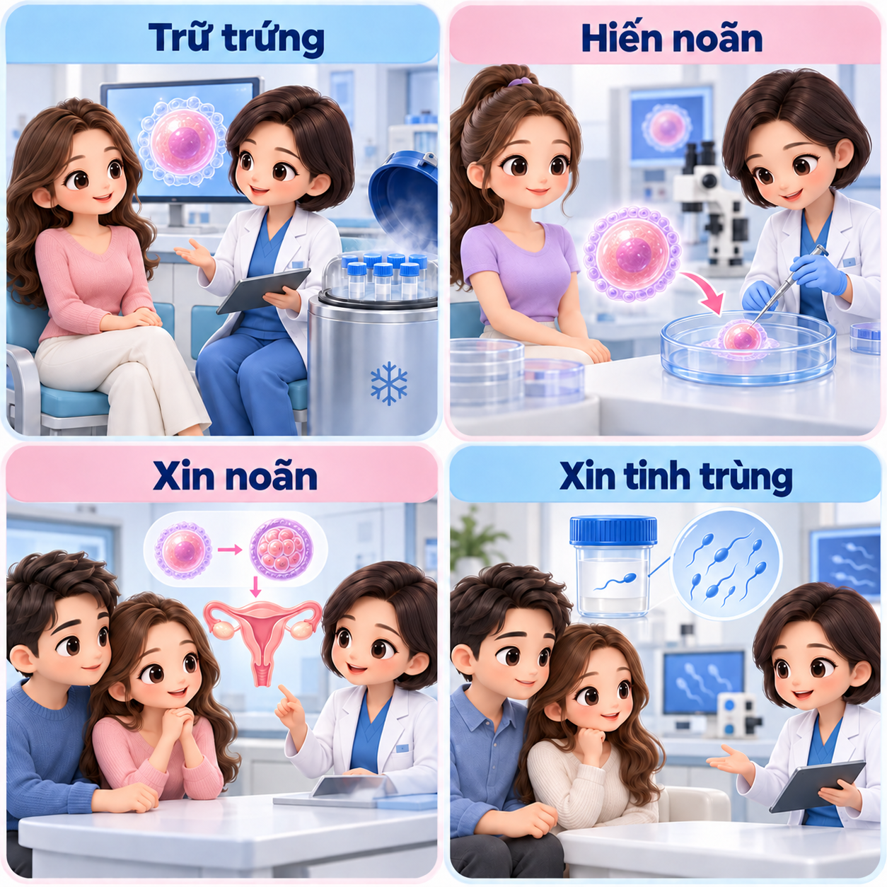 IVF: Trữ trứng, hiến noãn, xin noãn và xin tinh trùng cần biết gì?